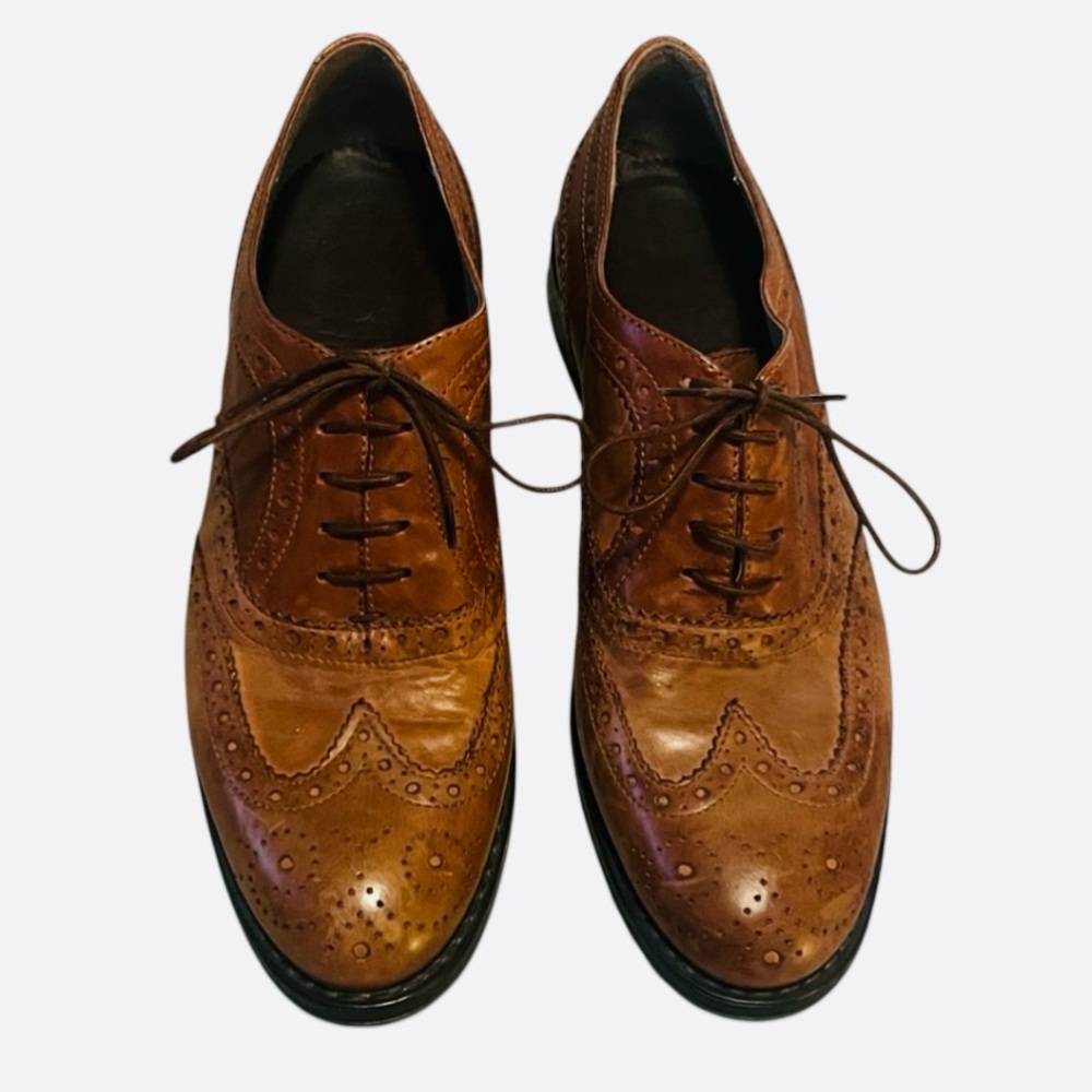 Calzoreria Corvari Italy Mens Classic Oxford Wingtip Brown Leather Lace Shoes 39
